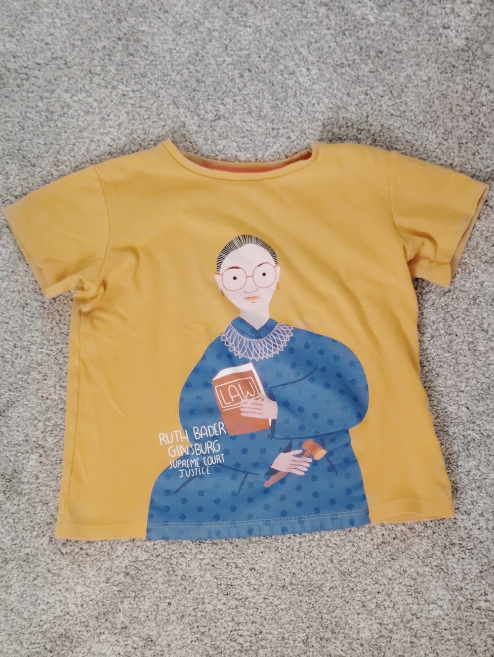 Kids Yellow Short Sleeve Tee with Illustrated Justice Graphic